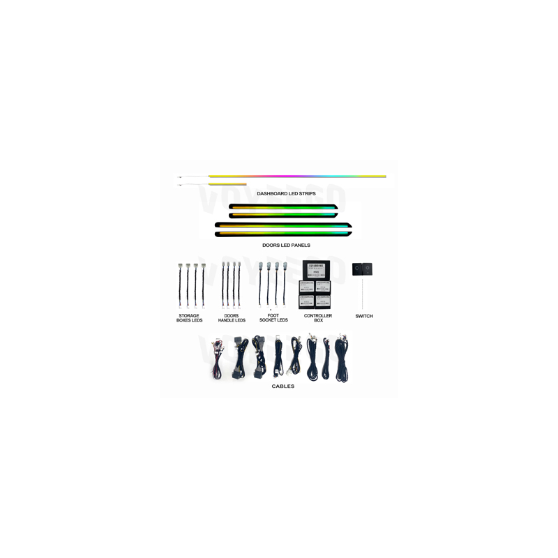Interior Design Remote - Auto-interieur LED-lamp met app-afstandsbediening, 2-draads ontwerp,