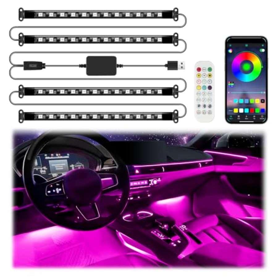 Interior Design Remote - Slimme auto-interieur LED-verlichting met app-bediening, RGB-verlichting