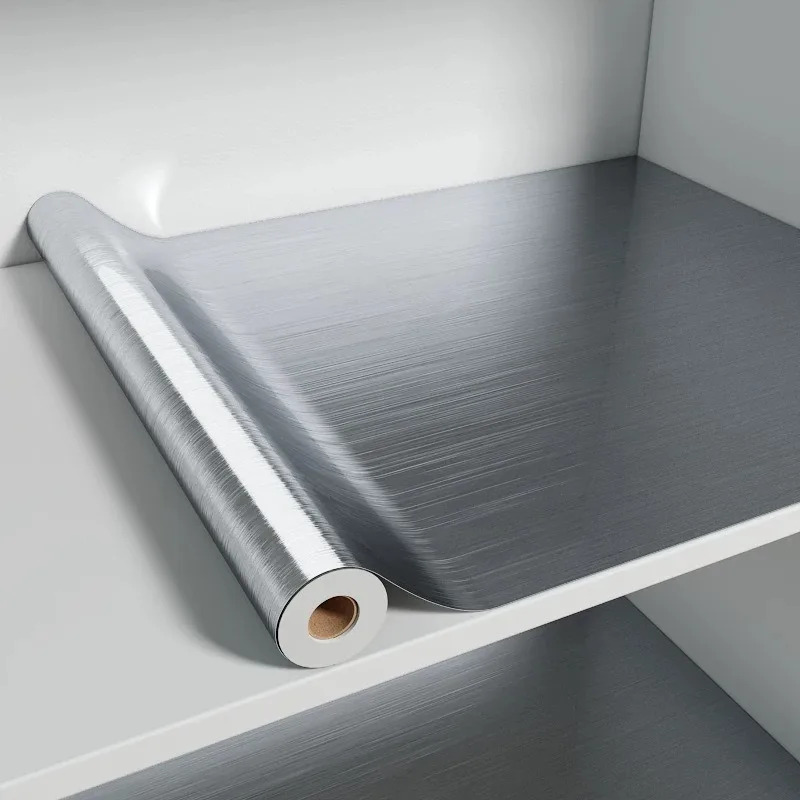 Interior Design Kitchen - PVC roestvrij geborsteld zilver verwijderbaar behang