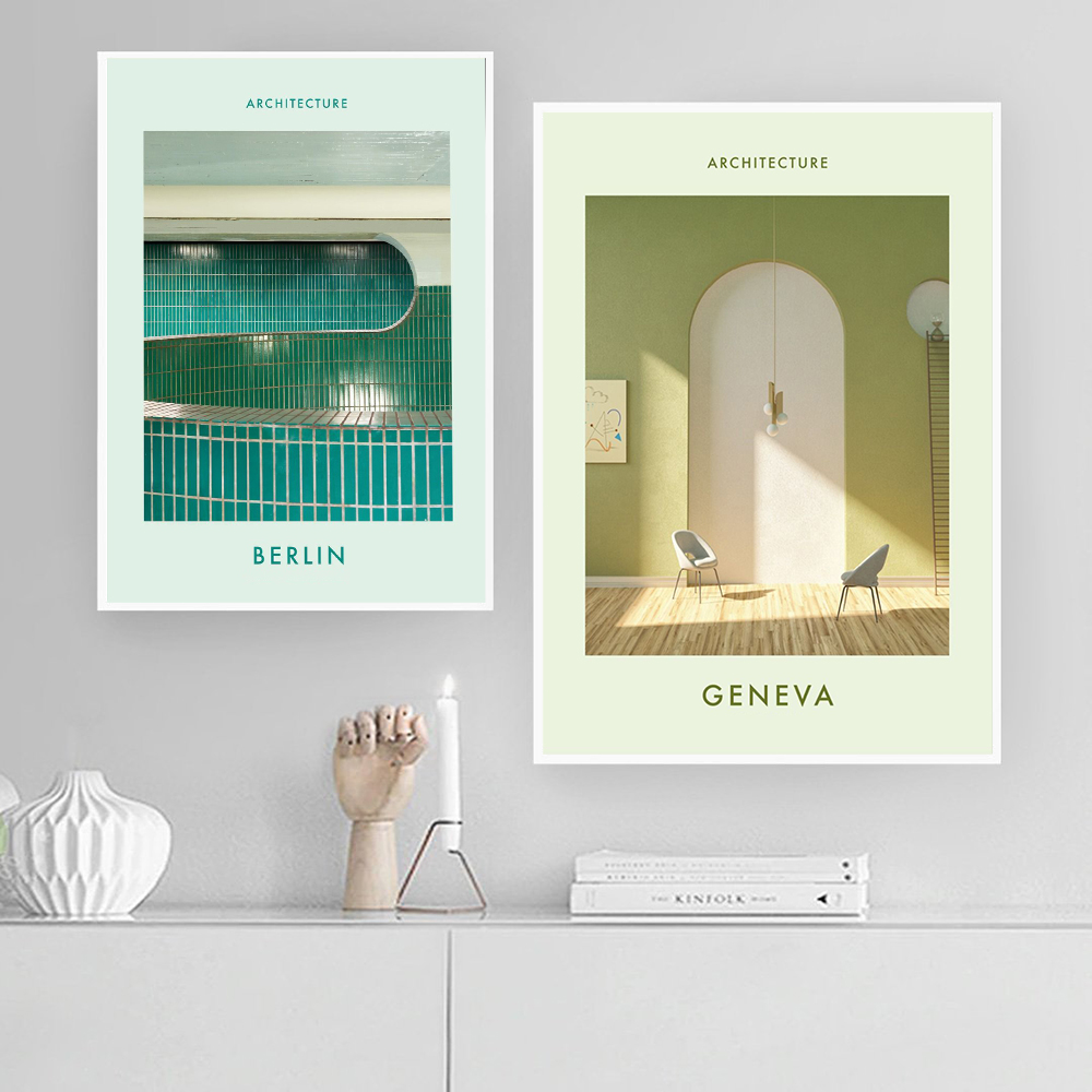 Interior Design York - Genève Berlijn moderne architectuur kunstprint minimalistisch