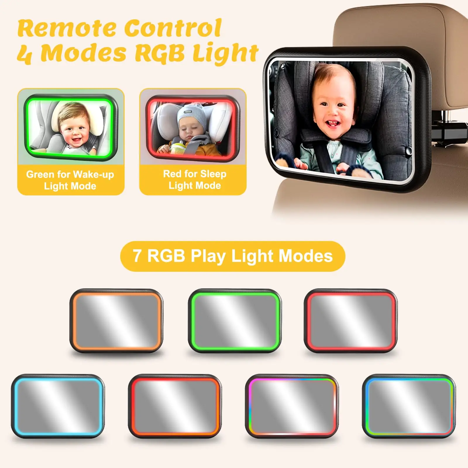 Babyautospiegel met licht, 7 R - Interior Design Remote recensie en prijs